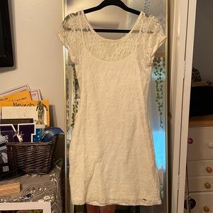 M Hollister White Lacey Layered Short Sleeve Dress